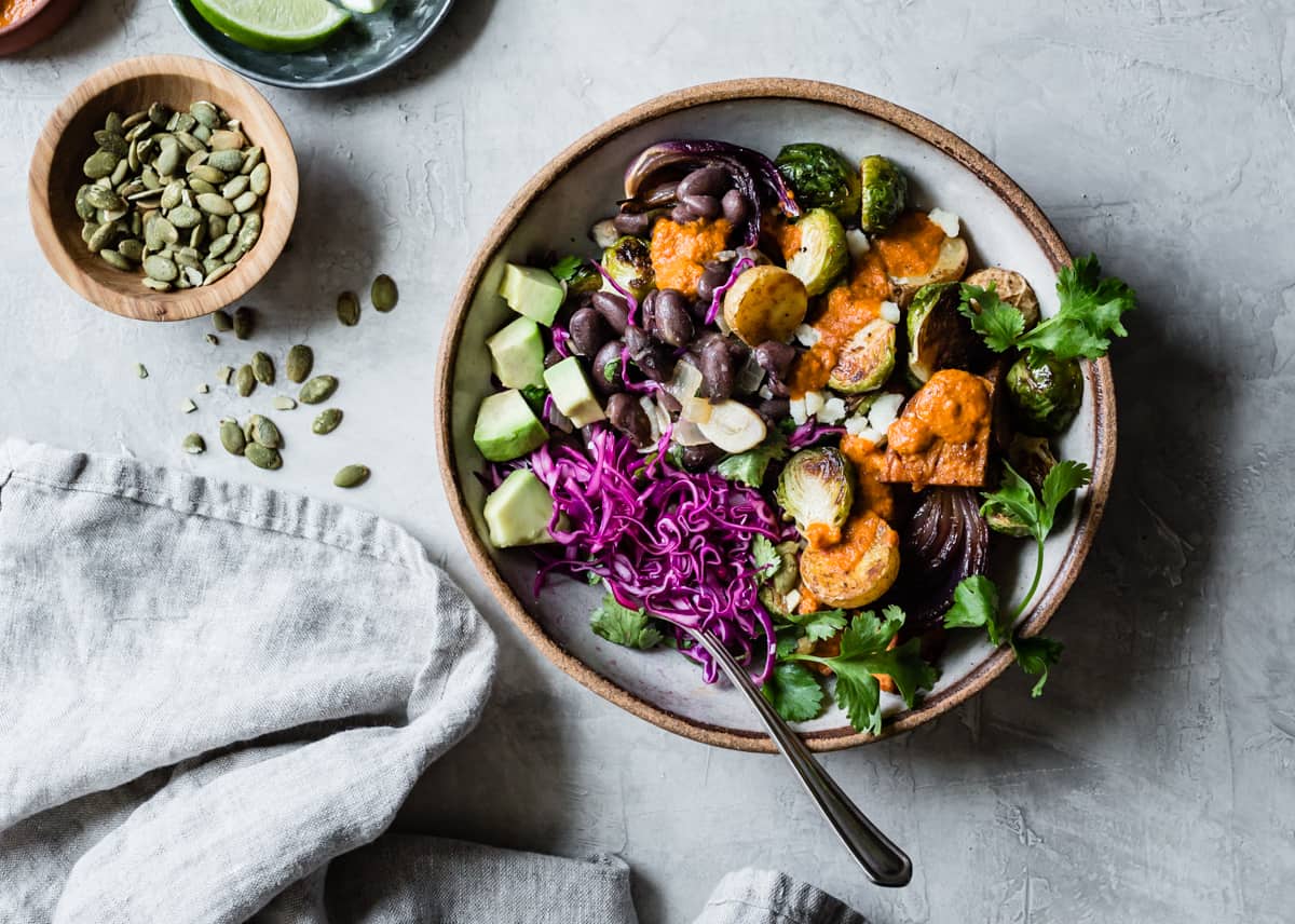 Mexican Roasted Veggie Bowl with Beer Beans