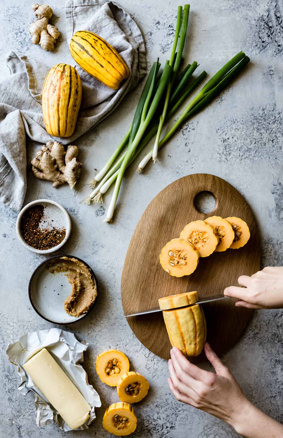 slicing Roasted Delicata Squash 