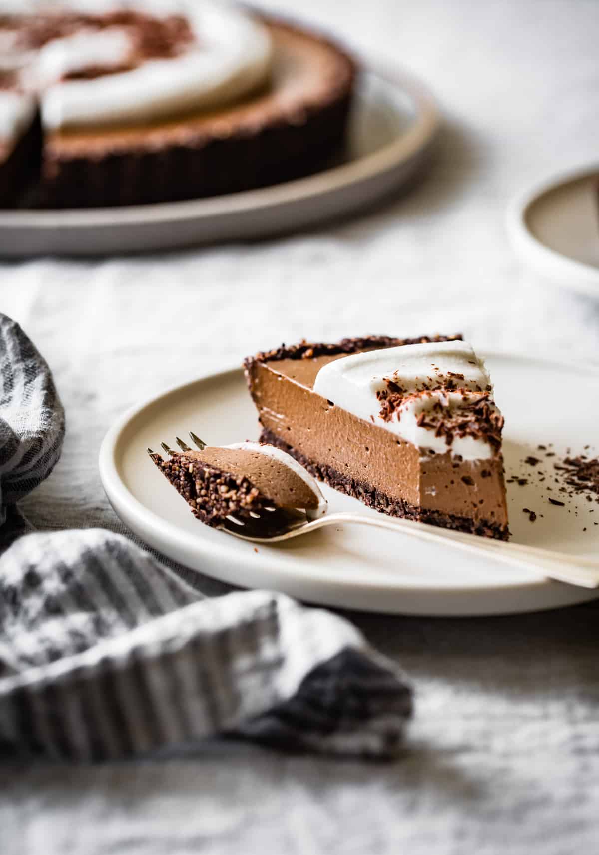 slice of No-Bake Chocolate Cream Tart {vegan, gluten-free, grain-free, refined sugar-free}