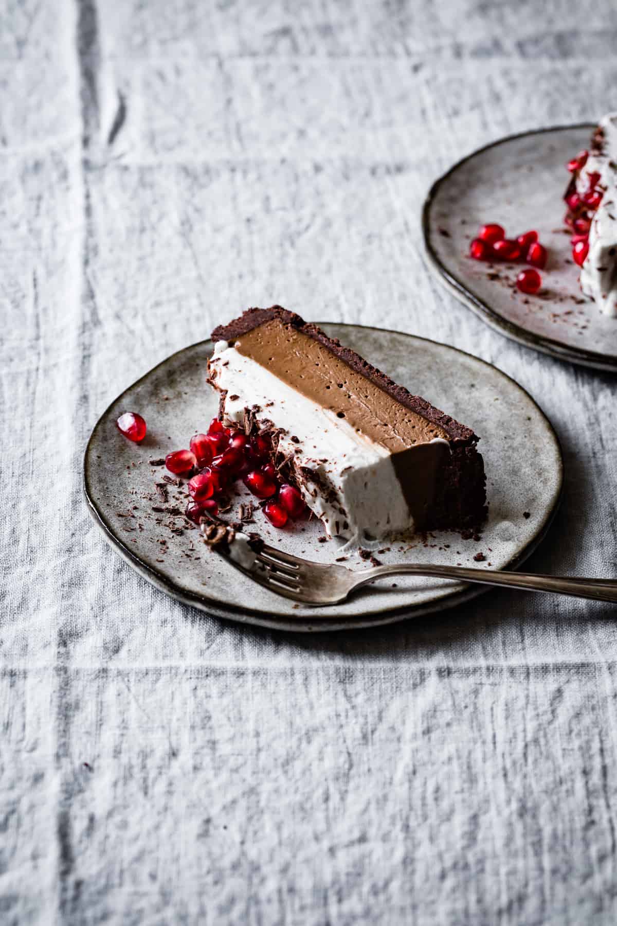 fork and slice of Chocolate Cream Tart {vegan, gluten-free}