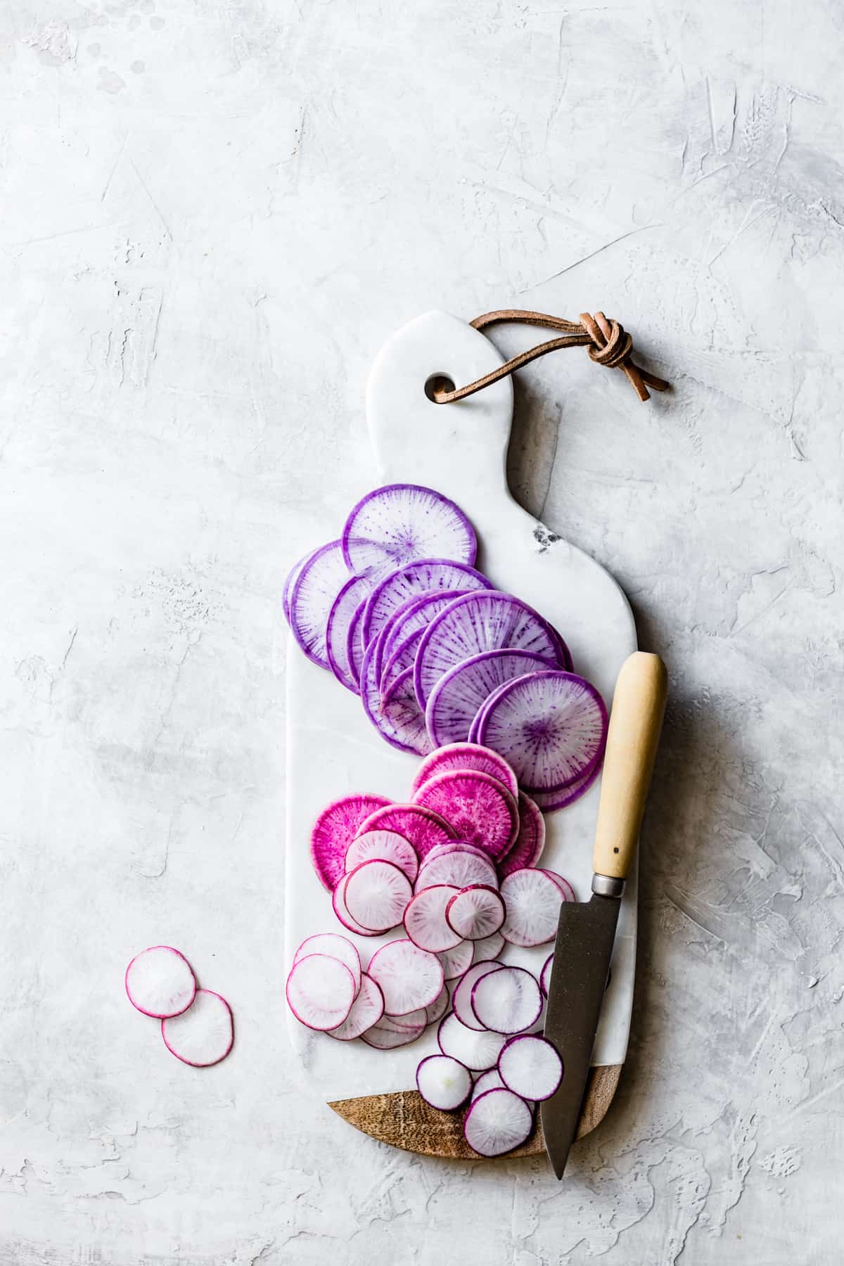 Colorful radishes for Vegan Poke Bowls with Marinated Beets