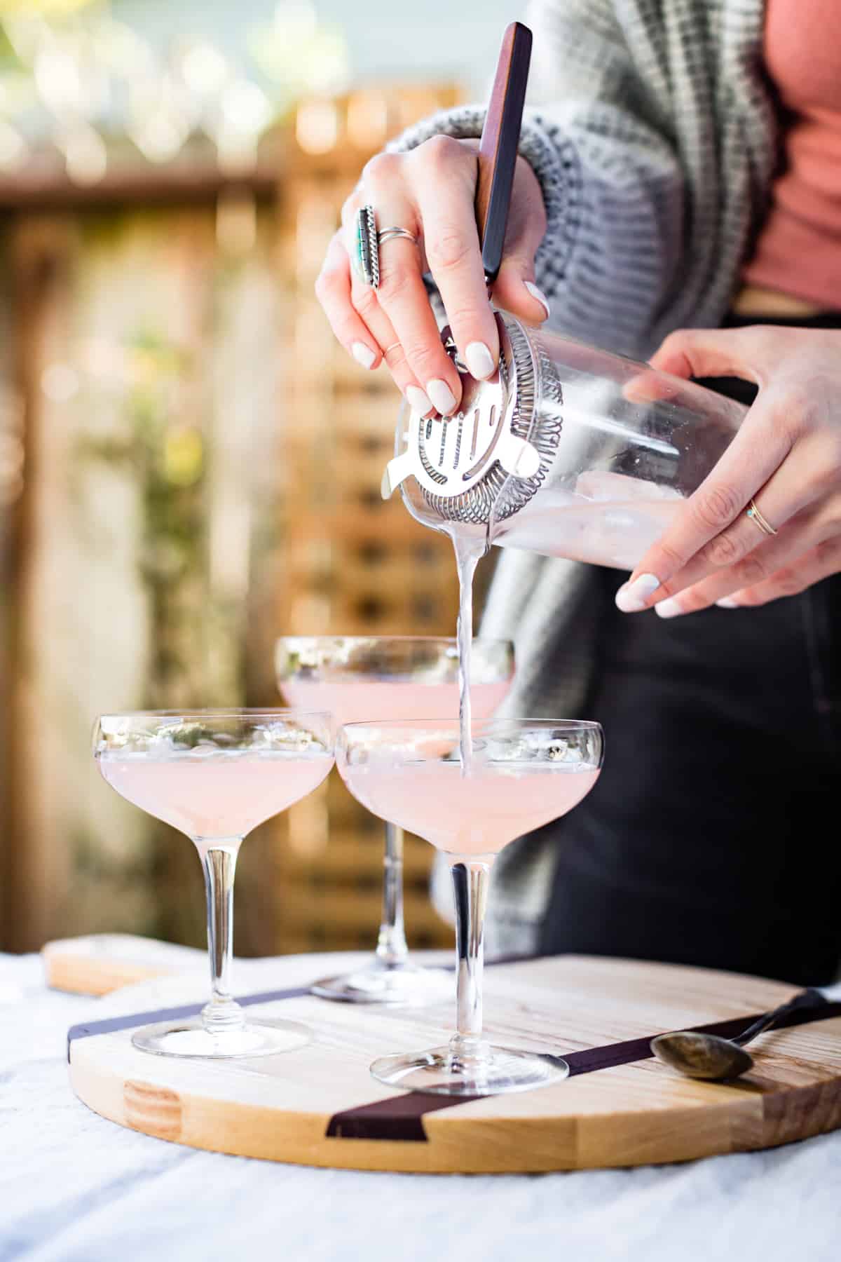 pouring Sparkling Grapefruit, Elderflower & Rosé Vodka Cocktails