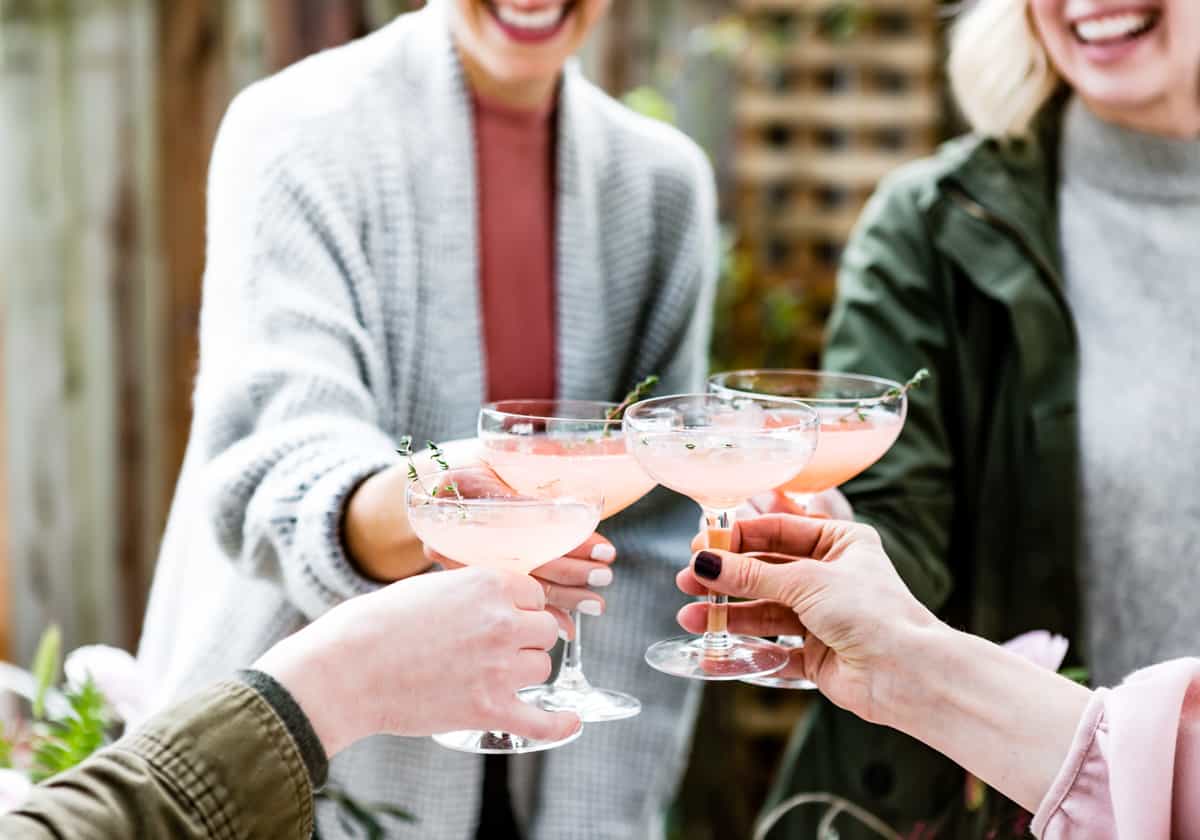 people holding Sparkling Grapefruit, Elderflower & Rosé Vodka Cocktail