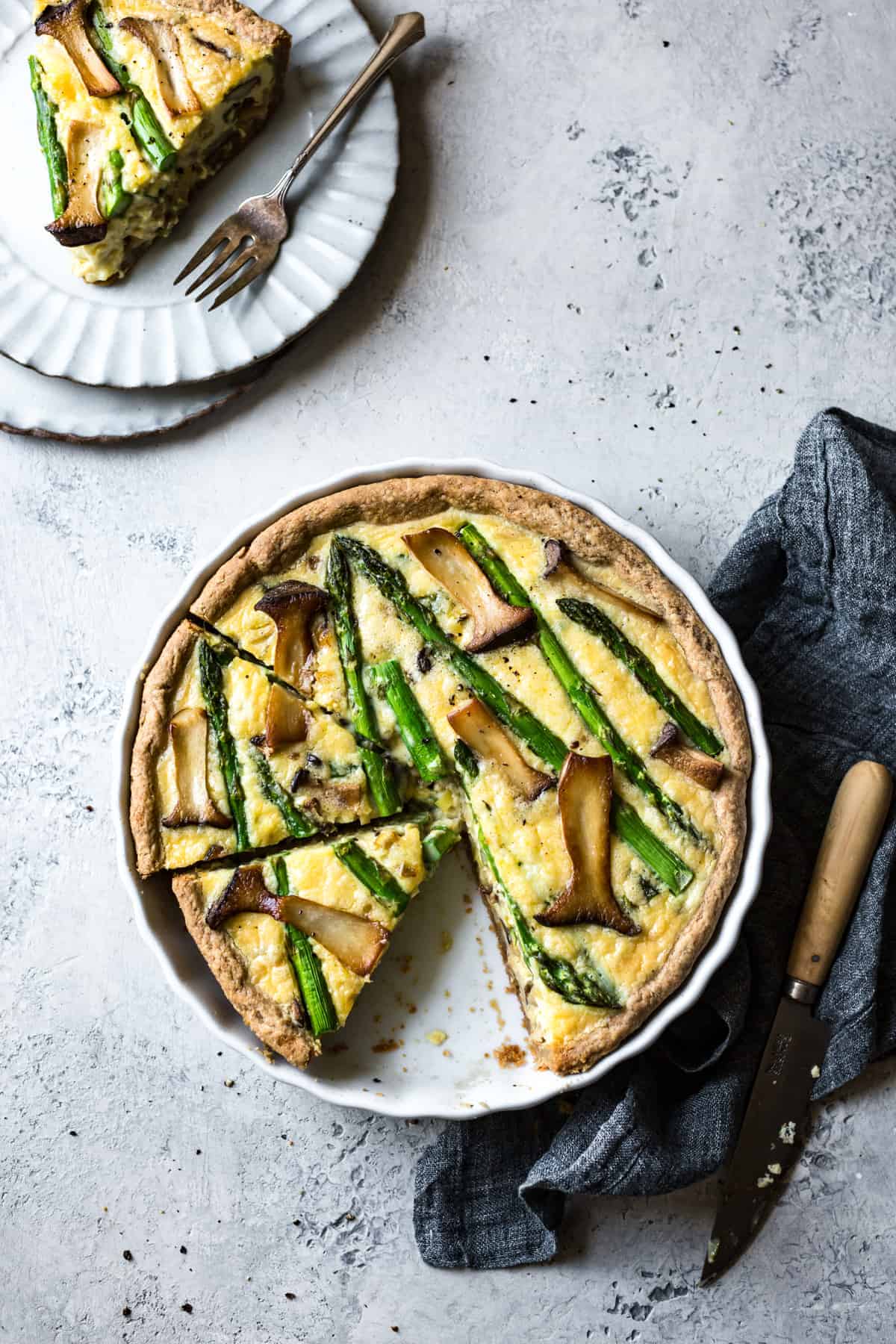 Cheddar Mushroom Asparagus Quiche & Gluten-Free Ghee Piecrust • The ...