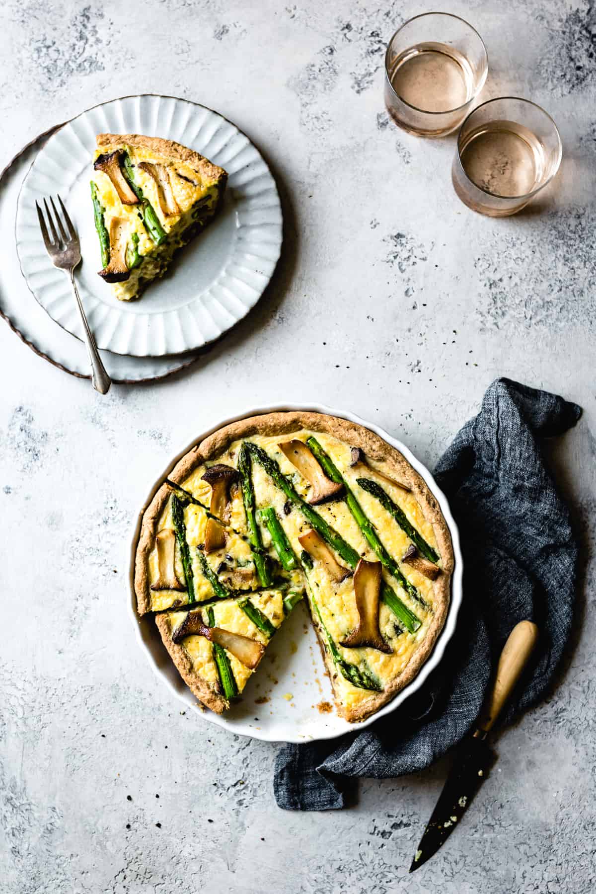 Cheddar Mushroom Asparagus Quiche & Gluten-Free Ghee Piecrust • The ...