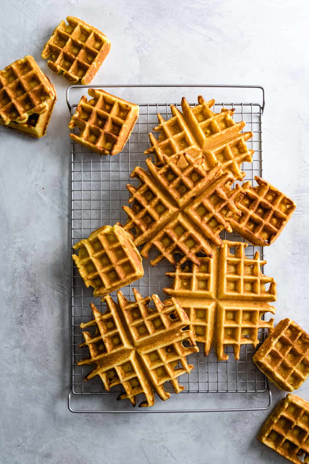 piles of Corn Flour Waffles with Whipped Honey Ghee and Berries {gluten-free}
