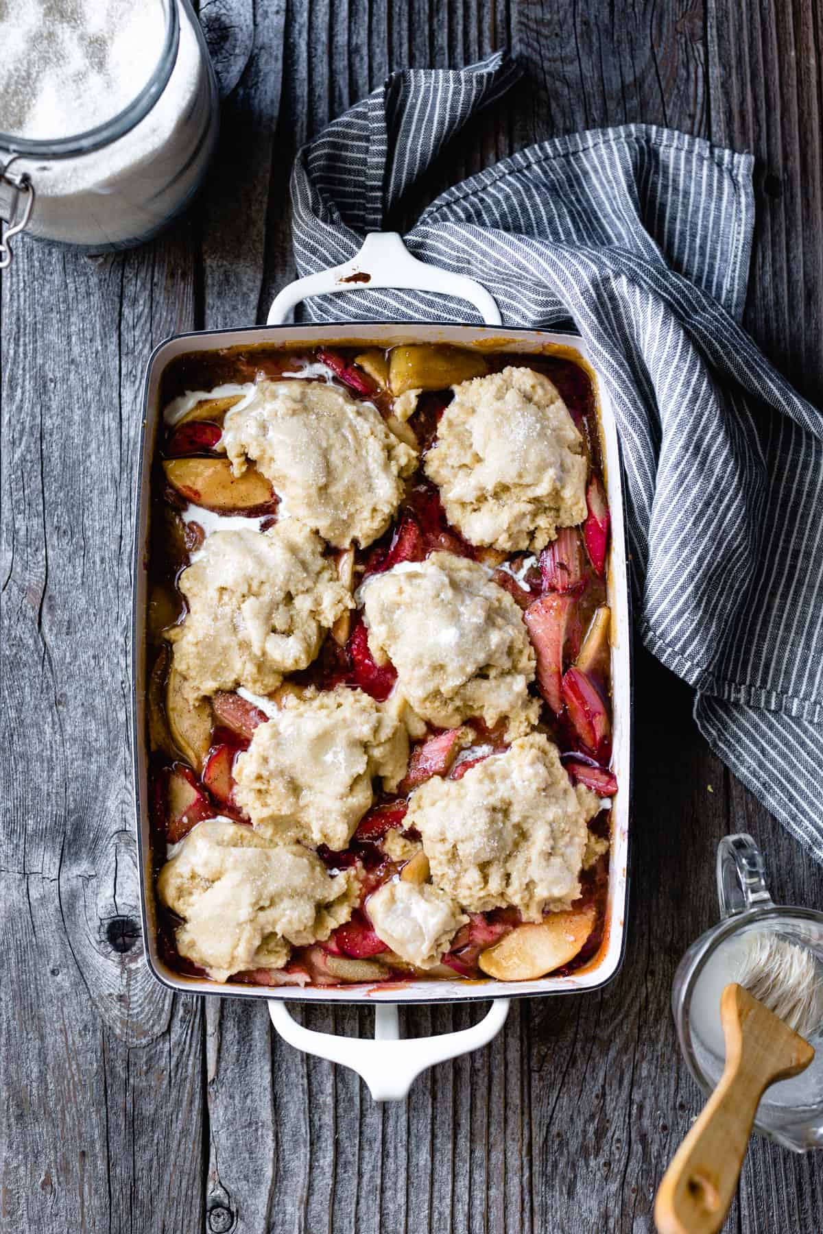 Gluten Free Apple Cobbler with Maple & Rhubarb before cooking 