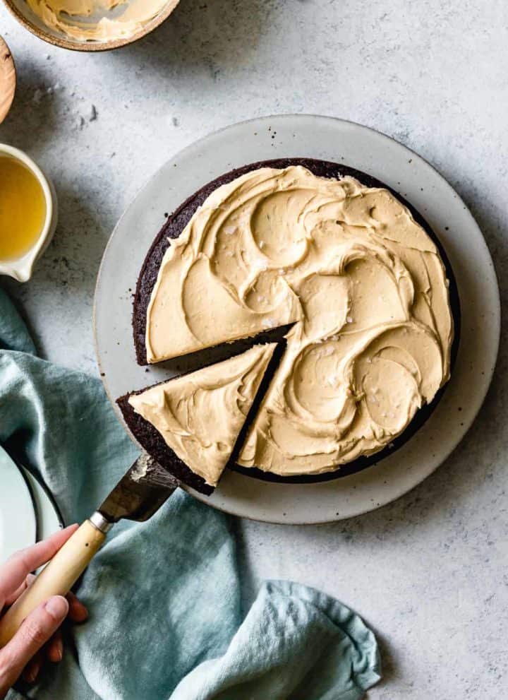 One-Bowl Teff Chocolate Cake with Peanut Butter Frosting {gluten-free}
