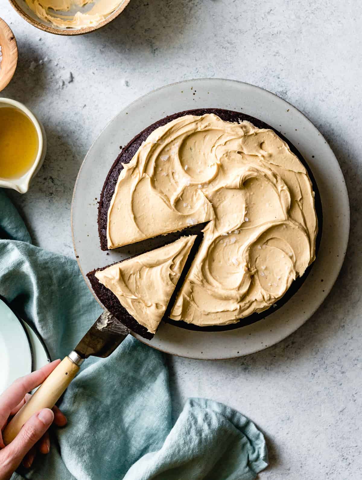 delicious One-Bowl Teff Chocolate Cake with Peanut Butter Frosting {gluten-free}