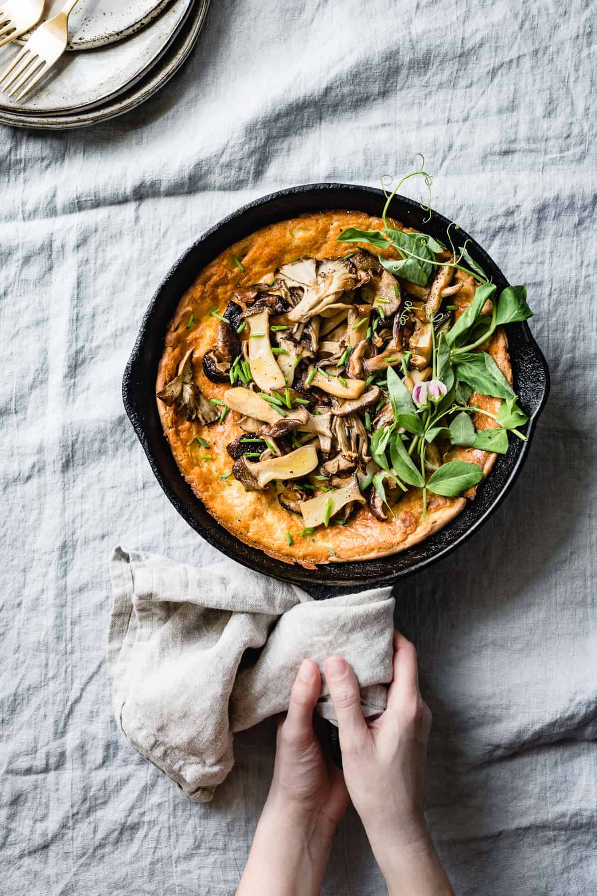 delicious Mushroom Cheddar Dutch Baby {gluten-free}