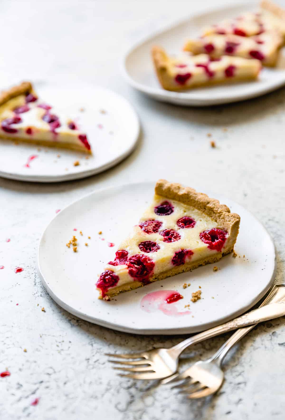 a slice of Baked Raspberry Mascarpone Tart {gluten-free}