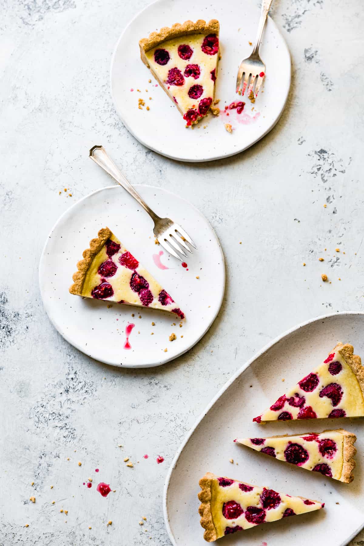 five slices of Baked Raspberry Mascarpone Tart {gluten-free}