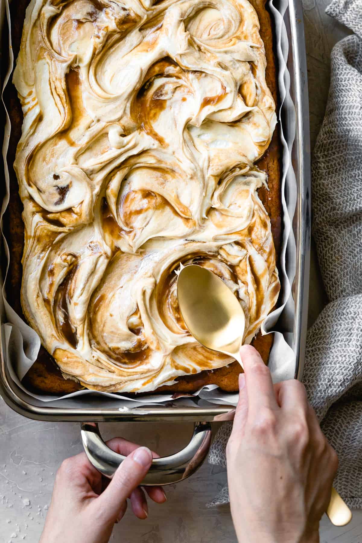 Best Cream Cheese Frosting with Butterscotch Swirl