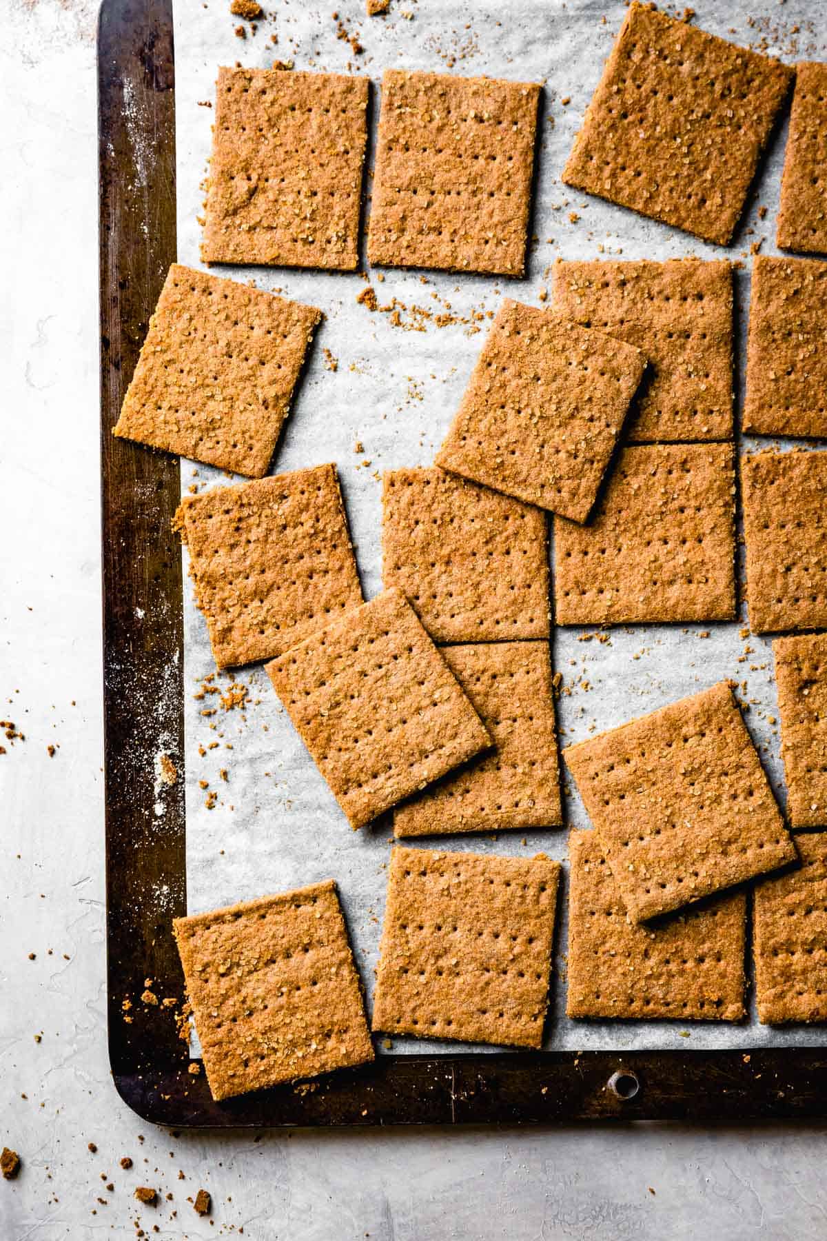 Gluten Free Graham Crackers Recipe on baking tray 