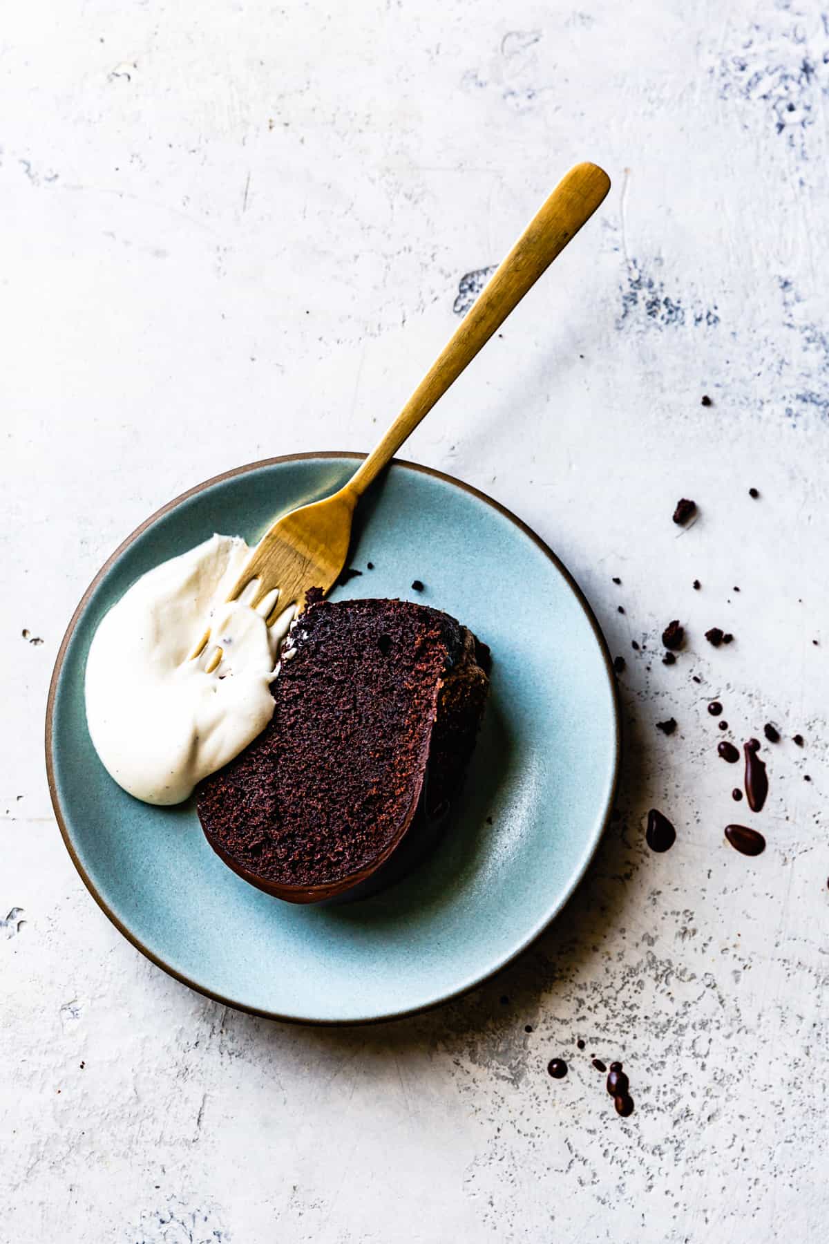 Gluten Free Chocolate Bundt Cake on plate 