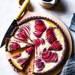 Gluten-Free Pear Custard Tart on plate