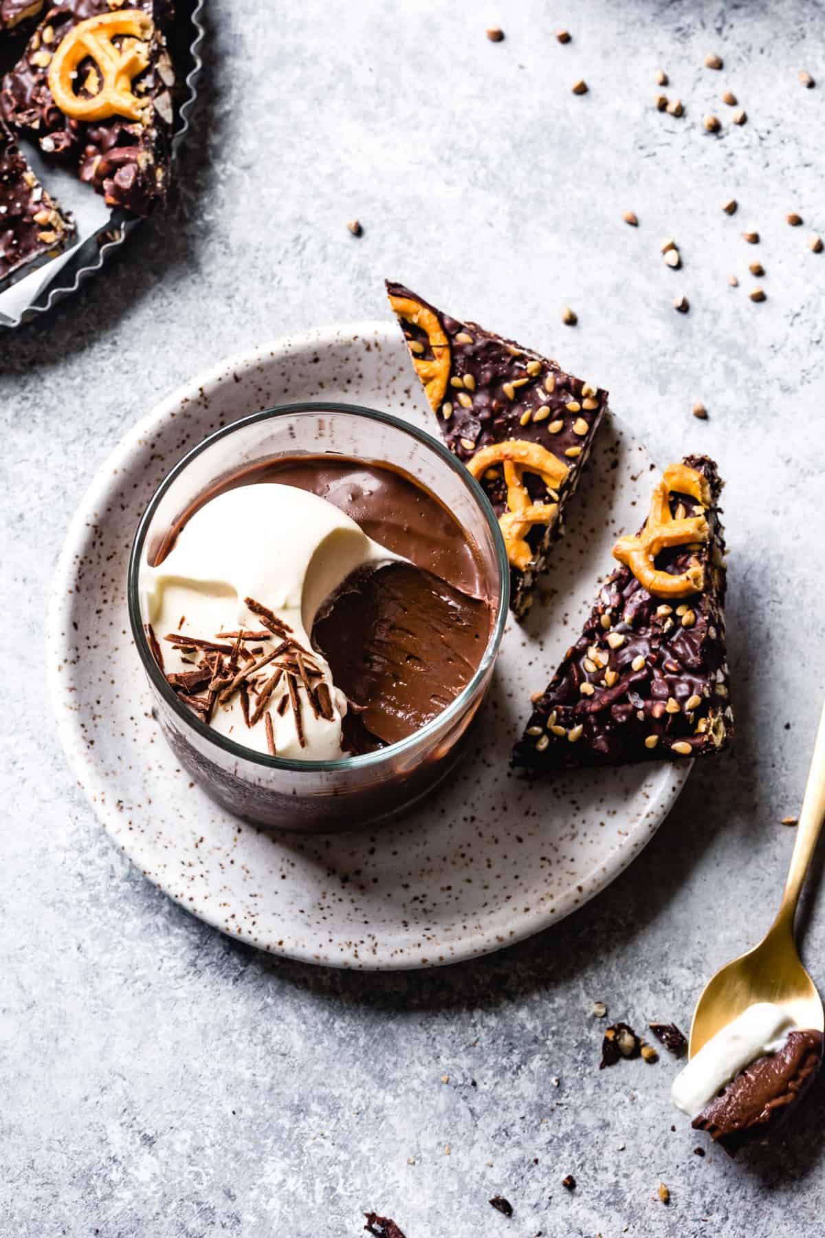 Homemade Chocolate Pudding in glass 