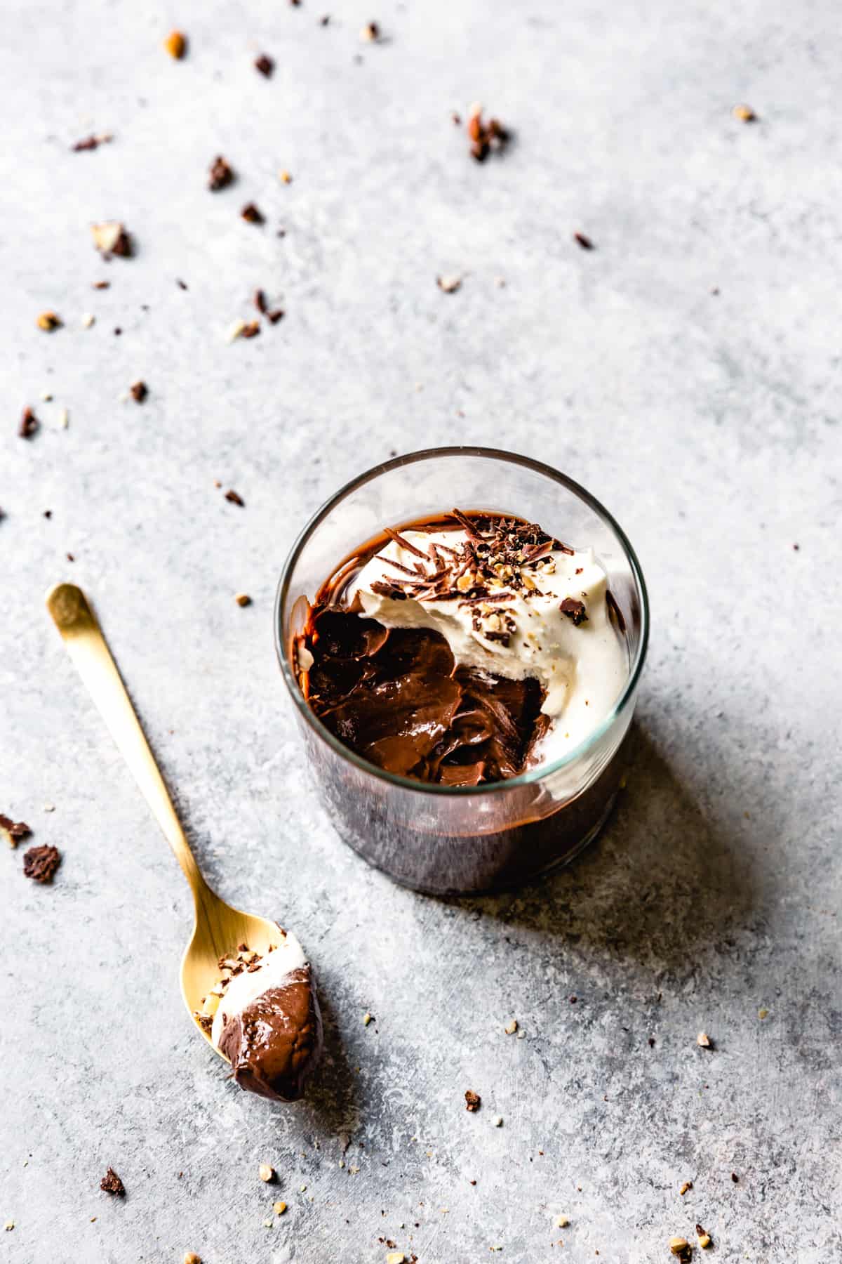 Optionally Vegan Chocolate Pudding with spoon 