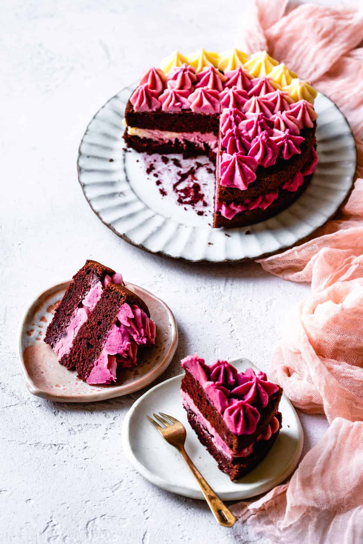 Gluten Free Red Velvet Cake on a plate without Food Coloring