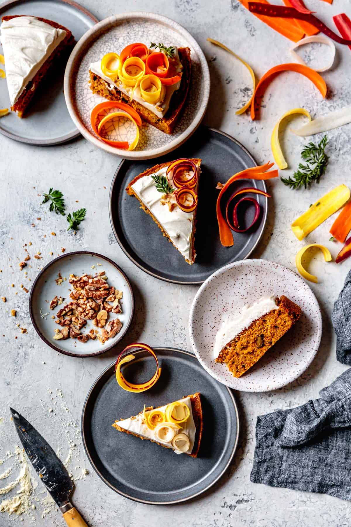 slices of Dairy Free Gluten Free Carrot Cake on table 