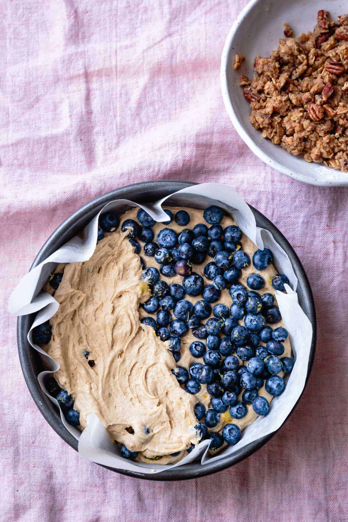 Adding a layer of blueberries to Gluten-Free Blueberry Coffee Cake 