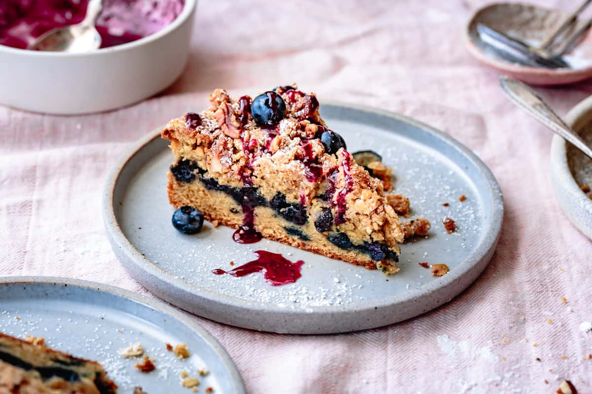 slice of Gluten Free Blueberry Coffee Cake 