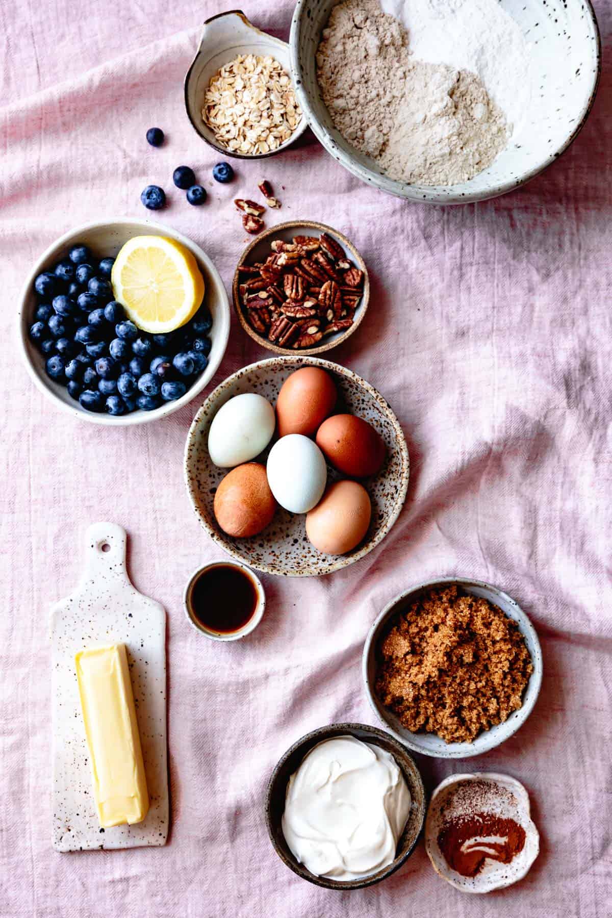 Ingredients for Gluten-Free Blueberry Coffee Cake recipe