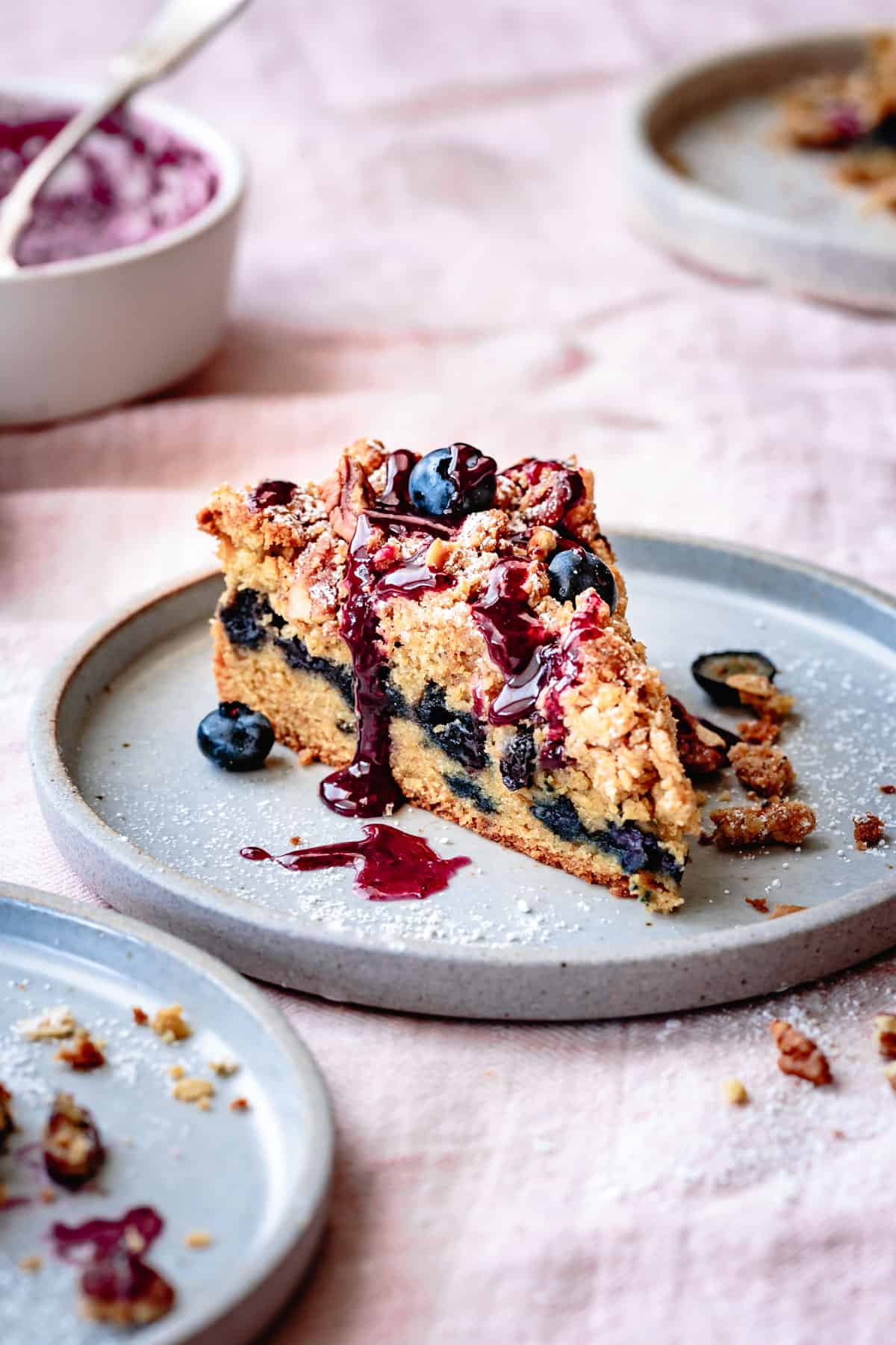 slice of delicious Gluten-Free Blueberry Coffee Cake on a plate