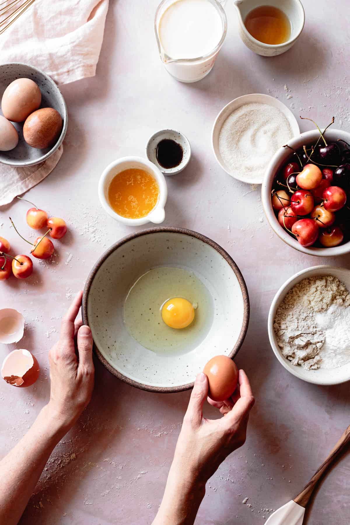 making gluten free clafoutis batter