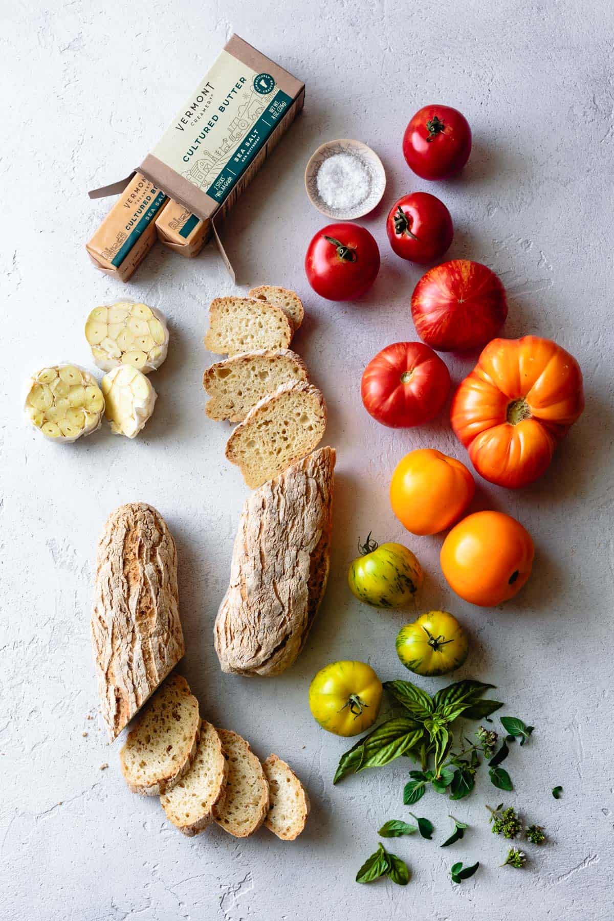 Ingredients for Gluten-Free Garlic Bread Bruschetta