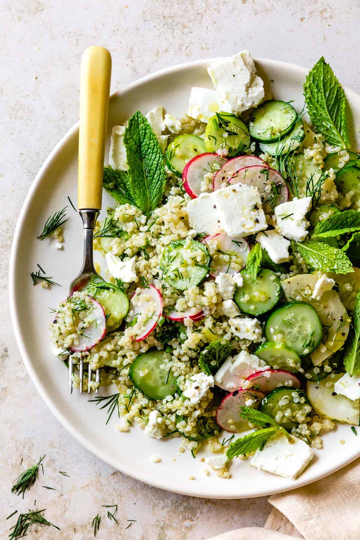 Quinoa Cucumber Salad with Feta, Dill & Mint • The Bojon Gourmet