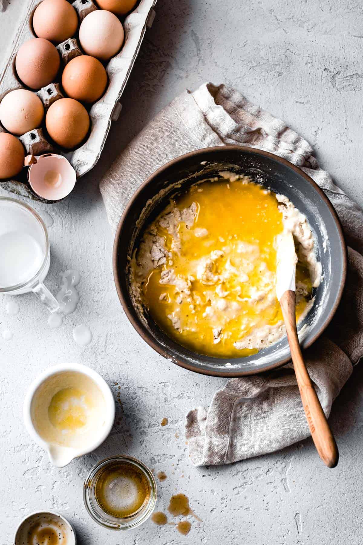 Making batter for Gluten-Free GF Pancake recipe