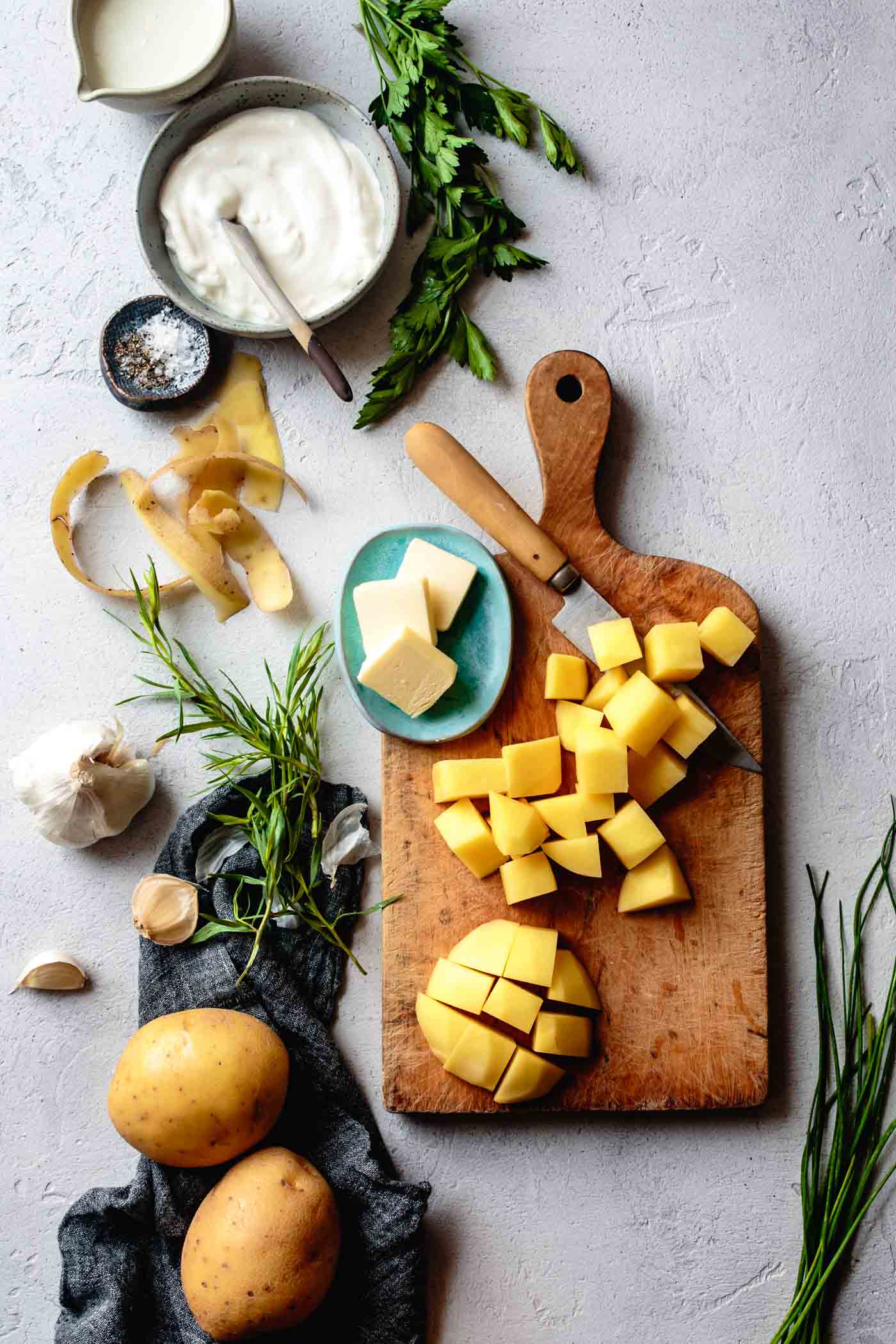 ingredients for Green Goddess Mashed Potatoes