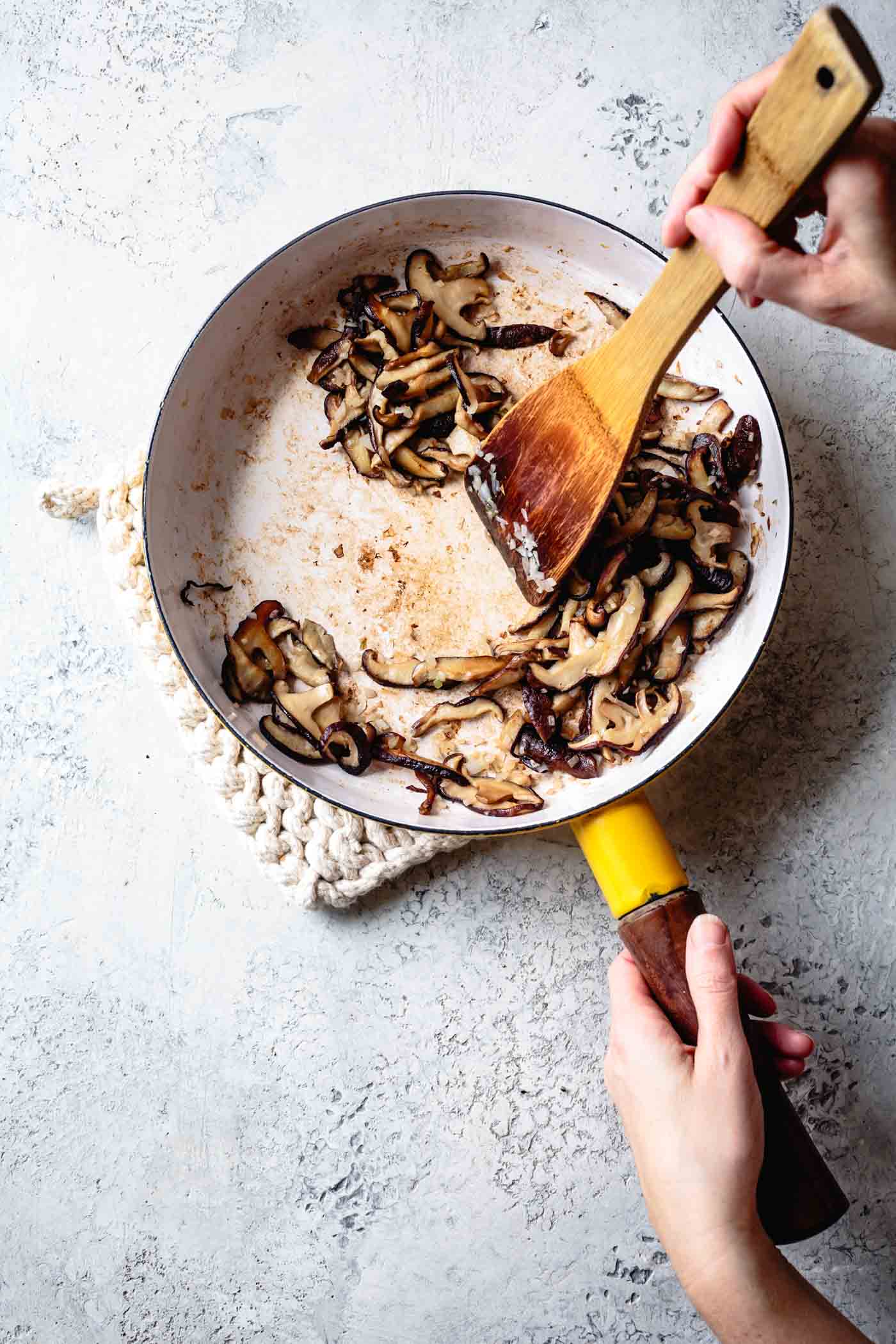 Making gluten-free mushroom gravy recipe - cooking the mushrooms in butter 