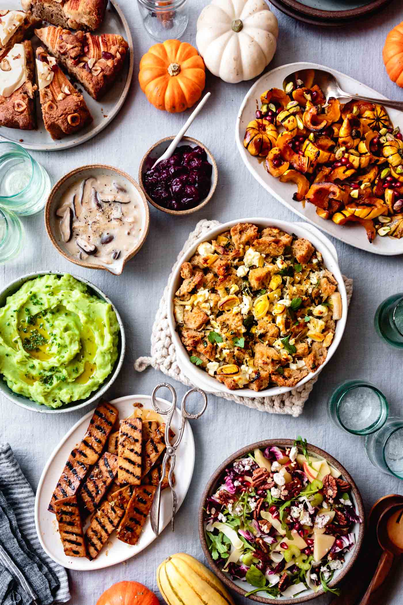 Vegetarian Gluten-Free Thanksgiving Recipes on a table