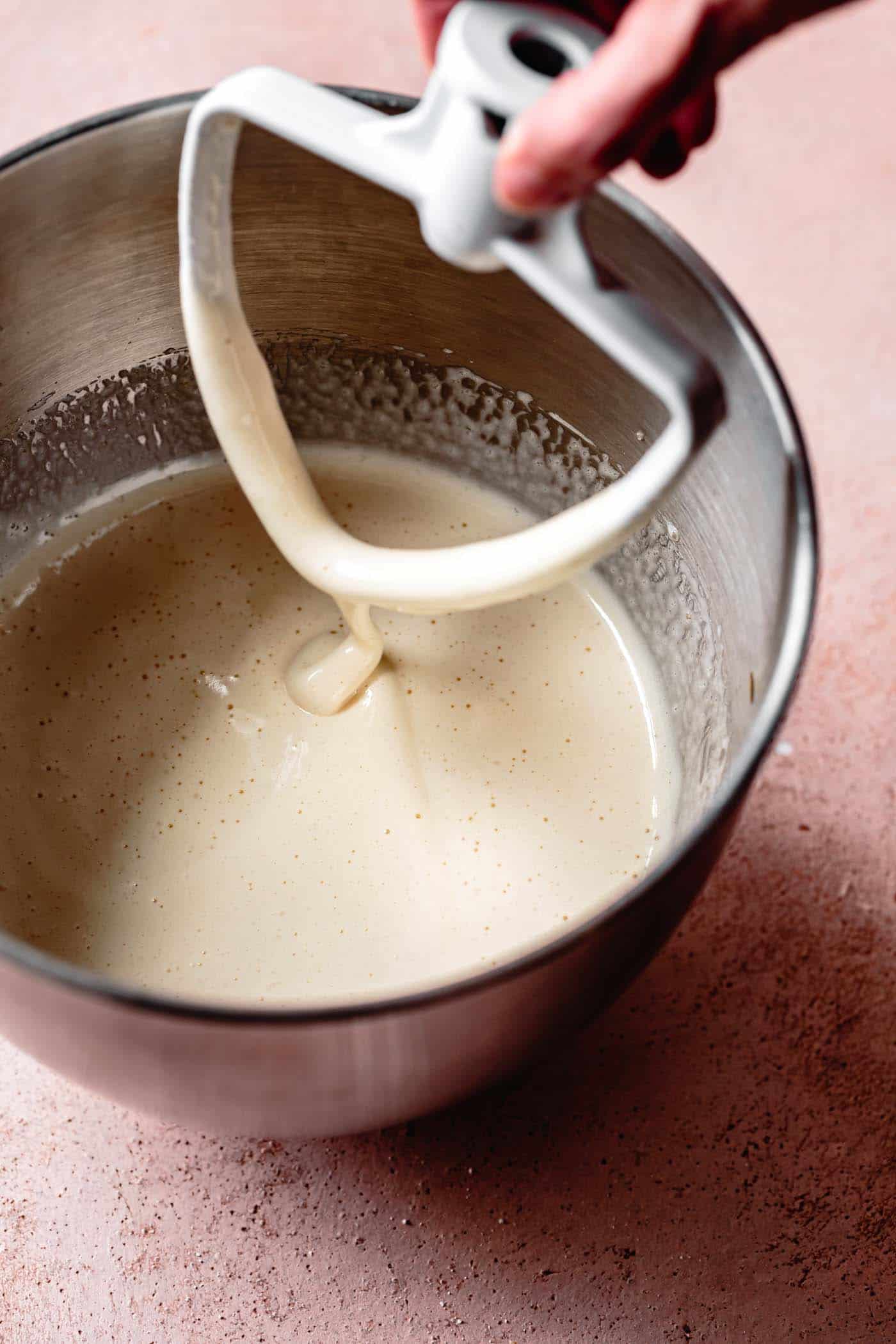 Whipped sugar and eggs for gluten-free biscotti recipe