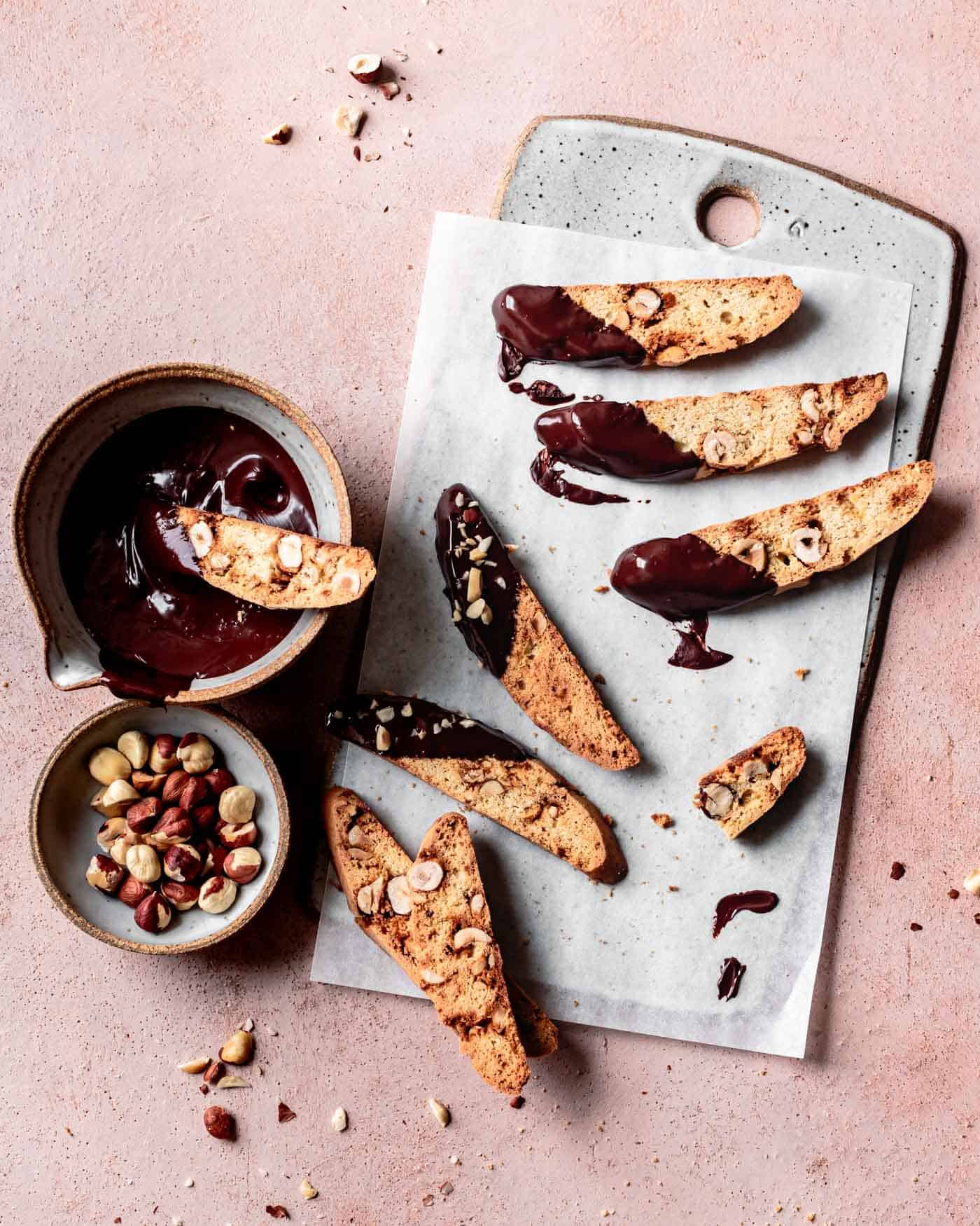 Gluten-free biscotti dipped in chocolate