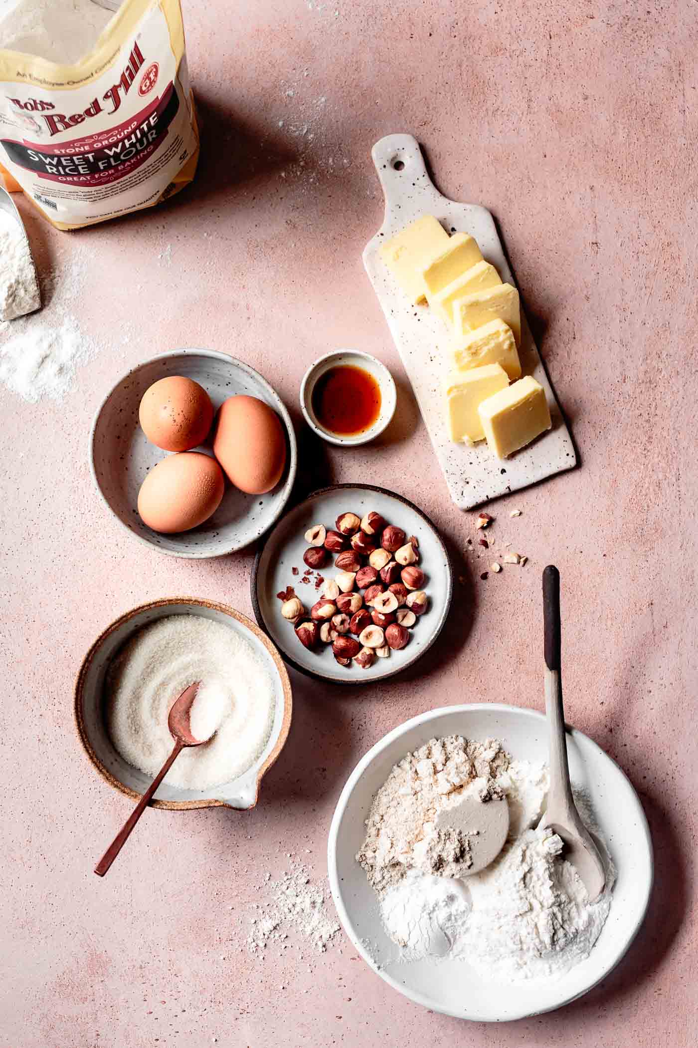 Ingredients for homemade gluten-free almond biscotti recipe