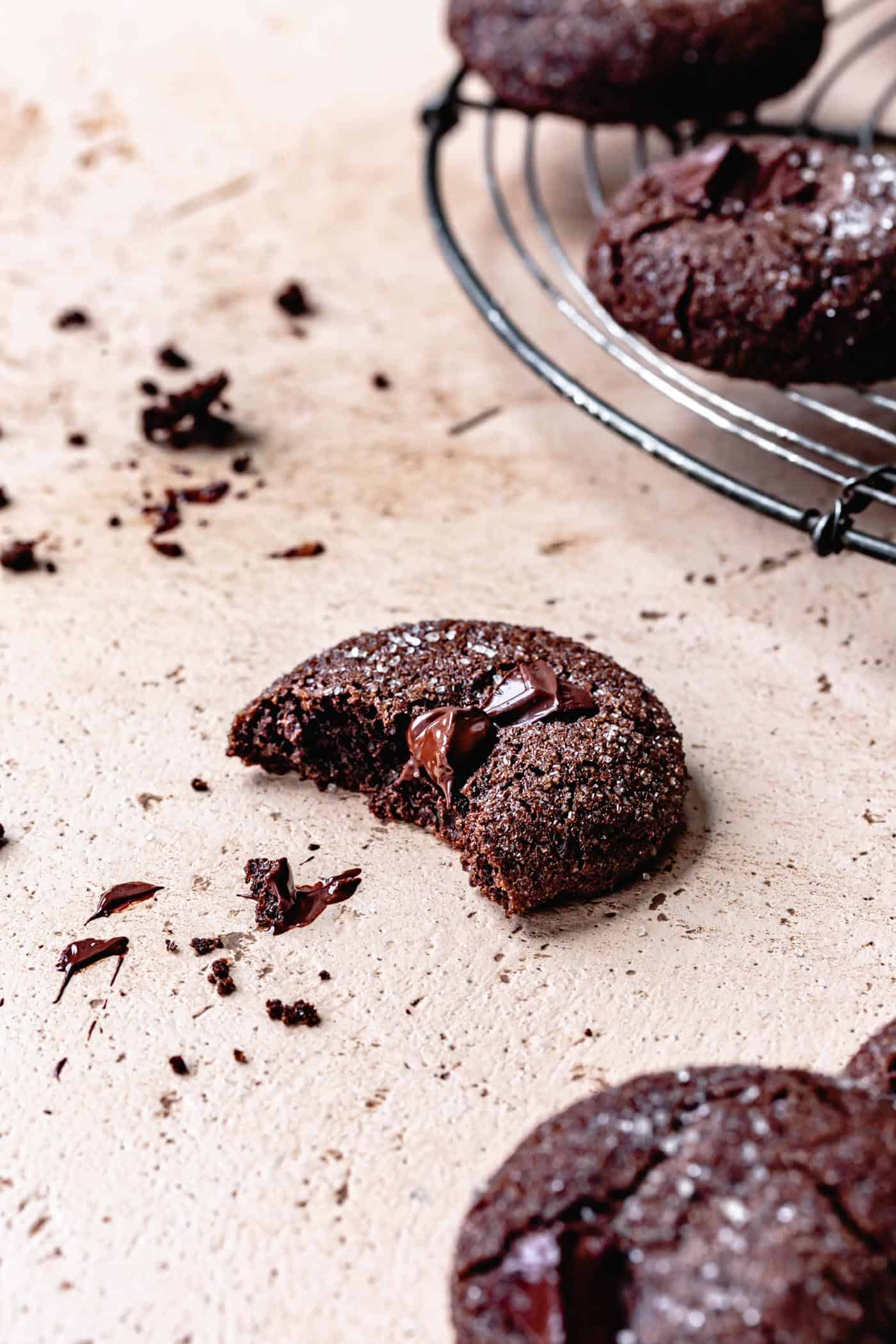 Gluten-Free Chocolate Ginger Cookie with a bite taken out