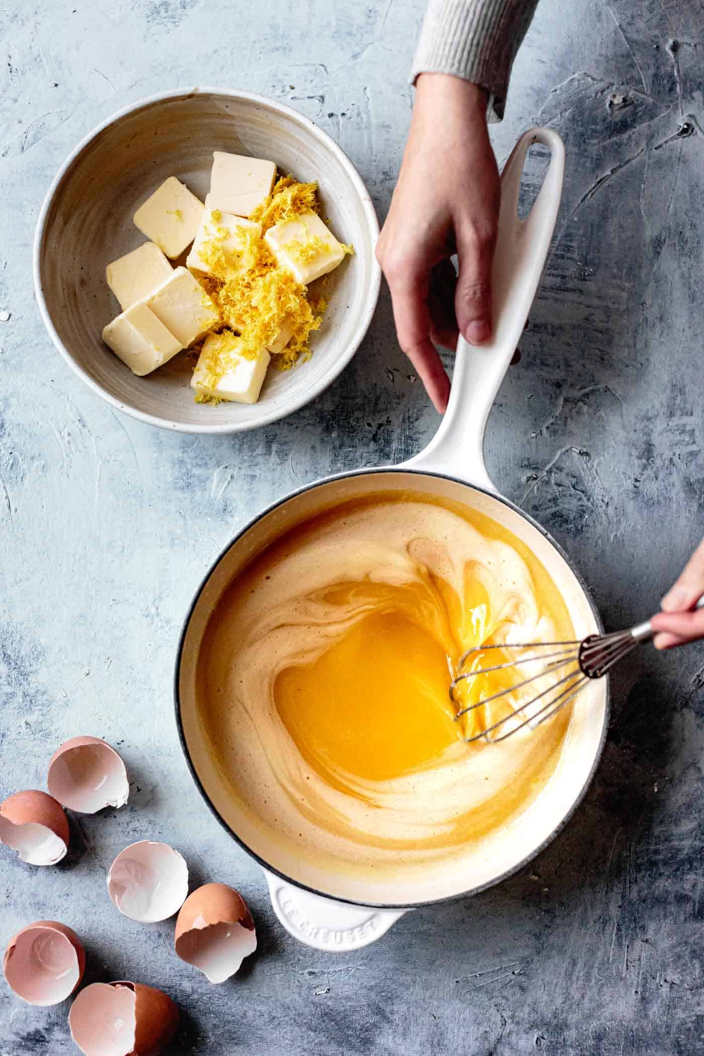 Making lemon curd for gluten free lemon bars almond flour crust