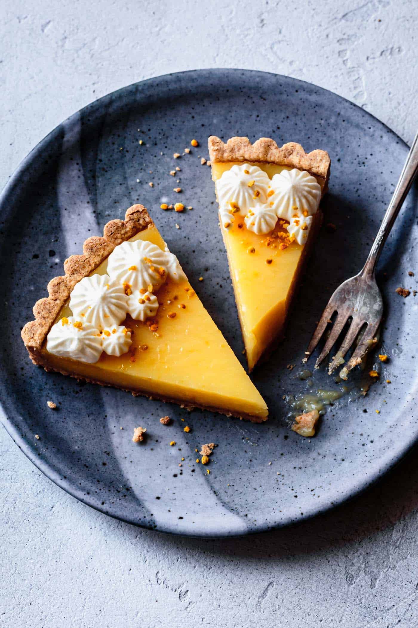 gluten-free lemon tart slices on a plate