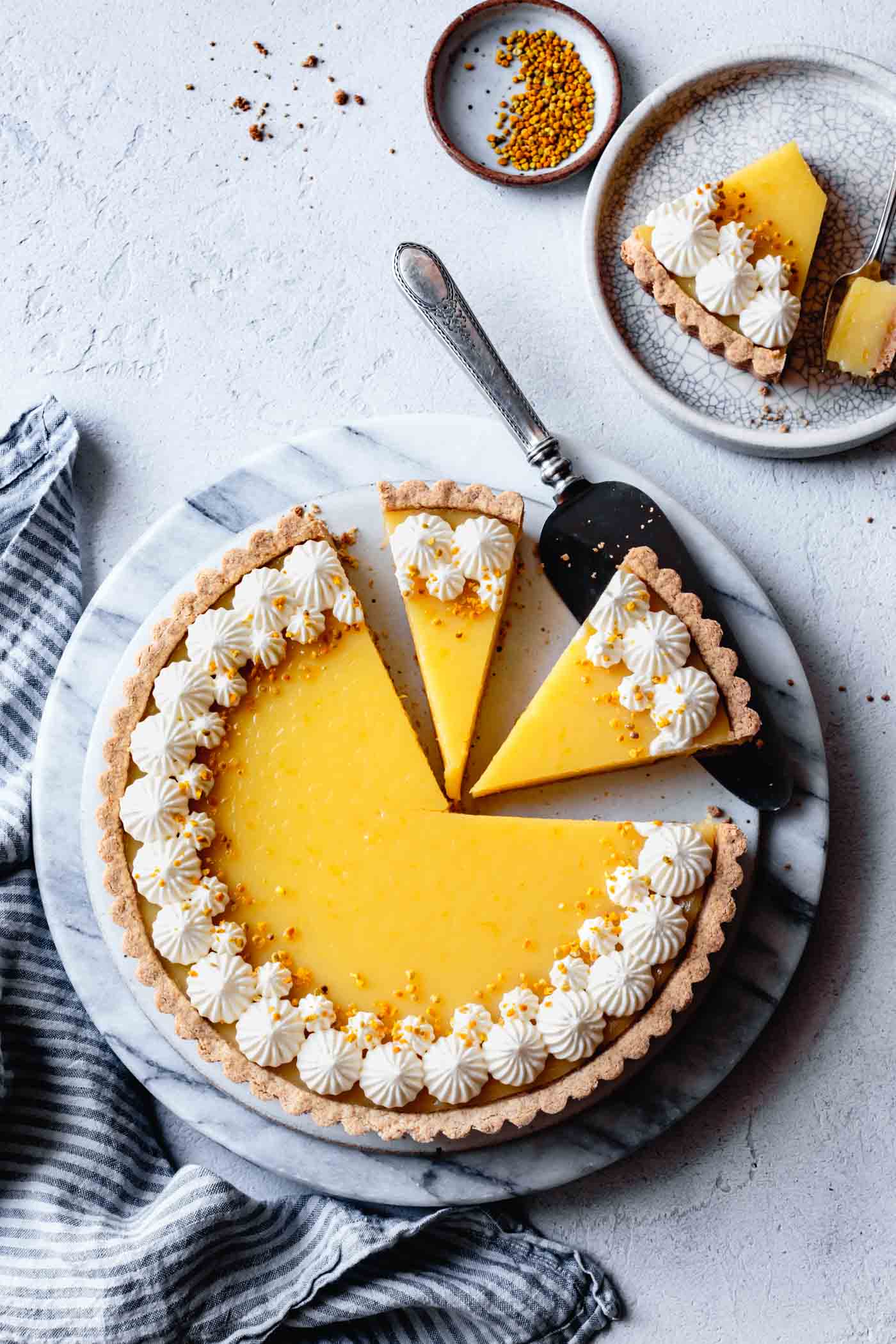 gluten-free lemon curd tart on a platter