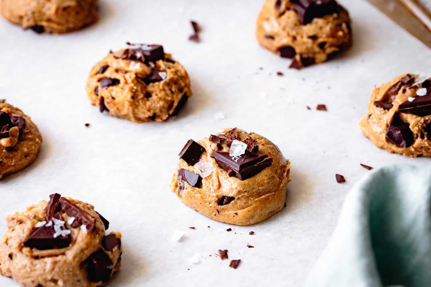 cookie dough balls ready to bake