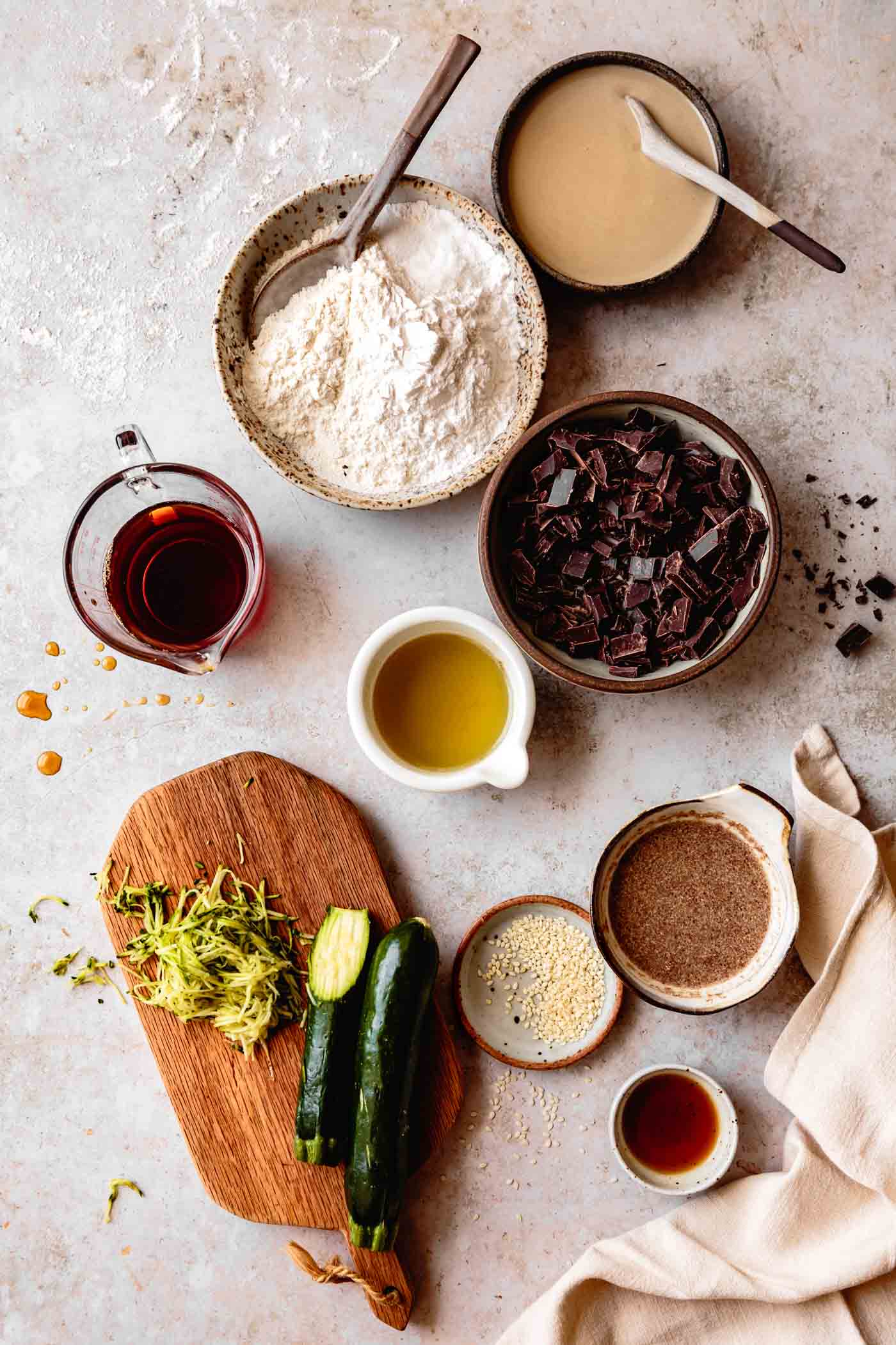Ingredients for paleo vegan zucchini bread