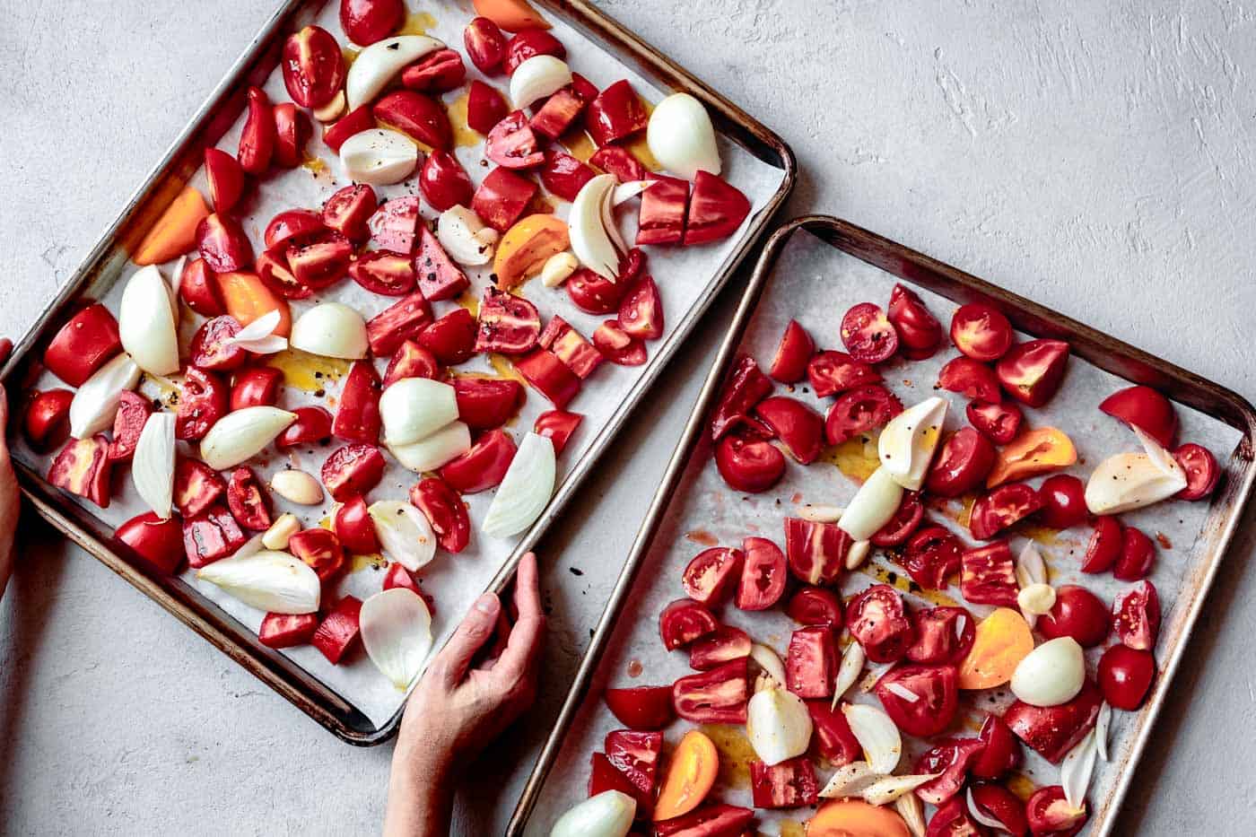 roasting vegetables for vegan roasted tomato soup