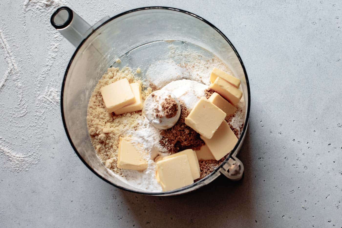 dry ingredients and butter for almond flour pie crust recipe