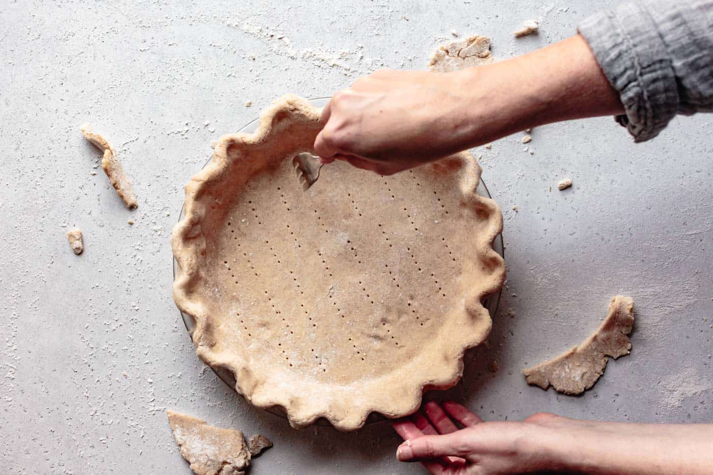 docking the pie crust with a fork