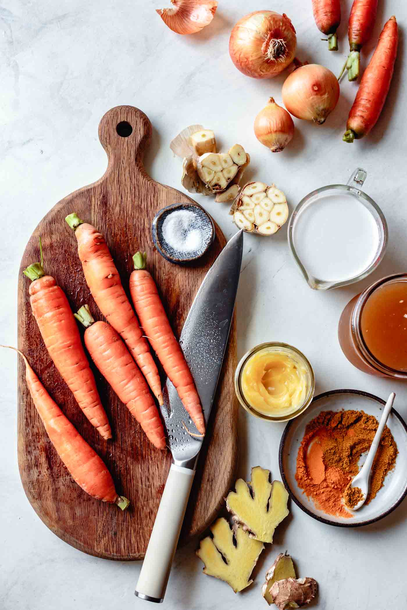 ingredients for carrot coconut curry soup recipe