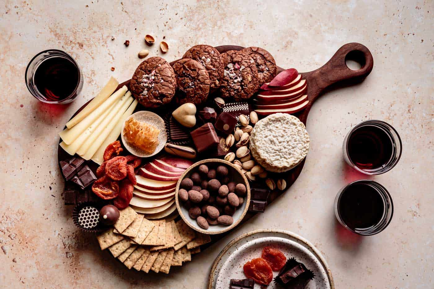 horizontal chocolate charcuterie board