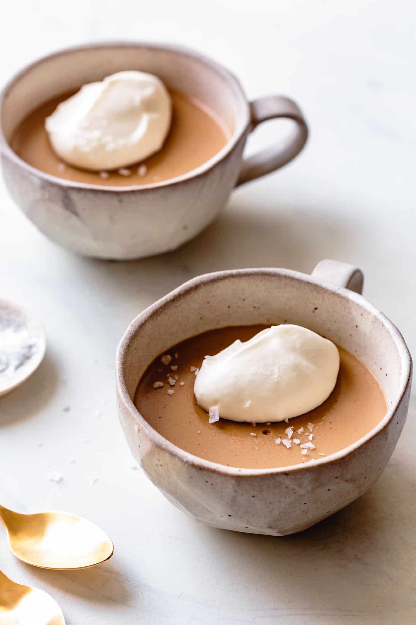 3/4 angle of dairy-free butterscotch pudding